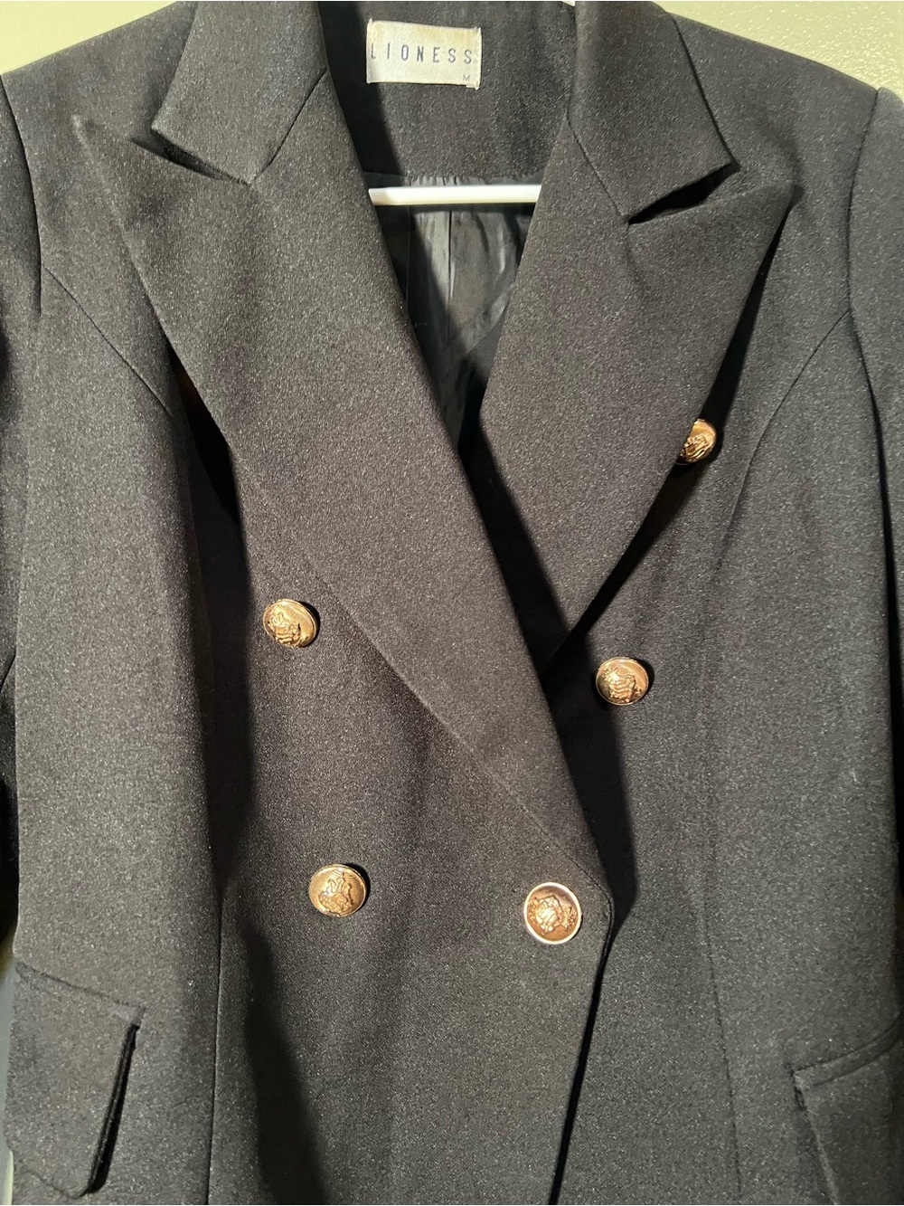 Lioness Women's Sz Medium Double Breasted Blazer with Gold Button Hardware Black - Picture 8 of 14